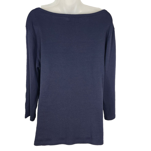 Carmen Marc Valvo Top Women XL Boatneck Pullover Stretch 3/4 Sleeve Braided Knit - Picture 2 of 8